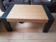 Massief eiken salontafel met stalen onderstel